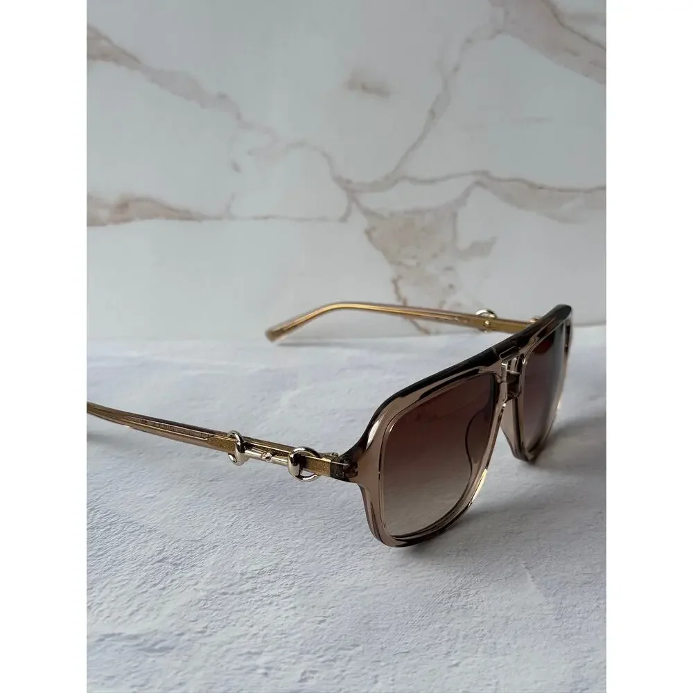 NEW Gucci GG2052S Brown Horsebit Aviator Sunglasses $515